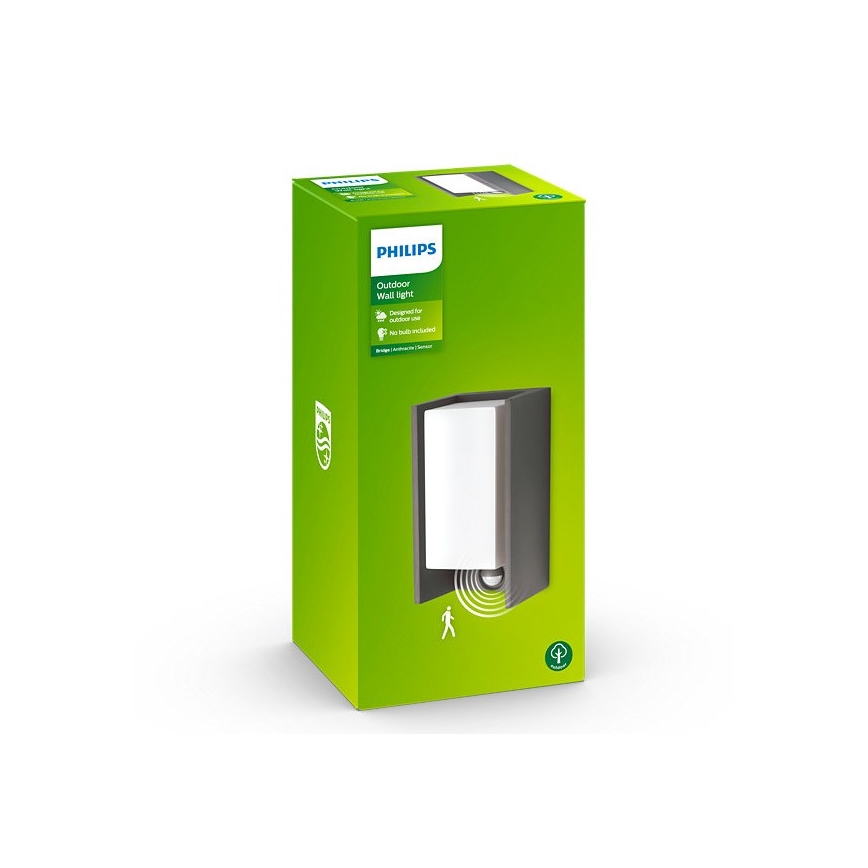 Philips - Zunanja stenska svetilka s senzorjem BRIDGE 1xE27/15W/230V IP44