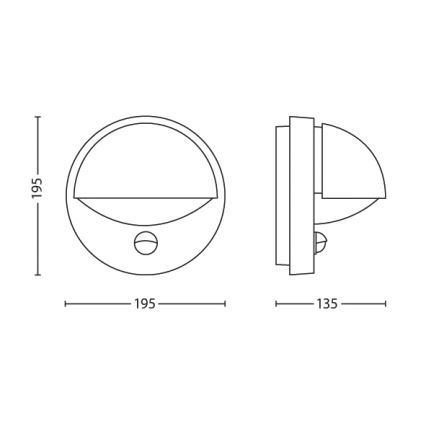 Philips - Zunanja stenska svetilka s senzorjem JUNE 1xE27/12W/230V IP44