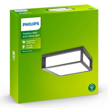 Philips - Zunanja stropna svetilka SKIES 2xE27/14W/230V IP44 antracit