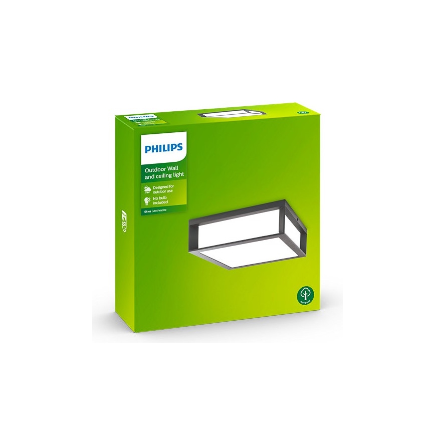 Philips - Zunanja stropna svetilka SKIES 2xE27/14W/230V IP44 antracit