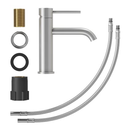 Pipa za umivalnik SOVANG 18,3 cm iz brušenega nerjavnega jekla