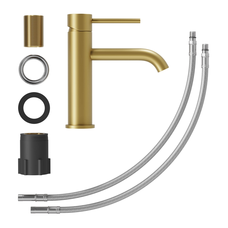 Pipa za umivalnik SOVANG 18,3 cm, krtačena medenina