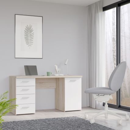 Pisalna miza ARENO, bela/hrast sonoma