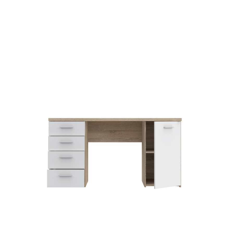 Pisalna miza ARENO, bela/hrast sonoma