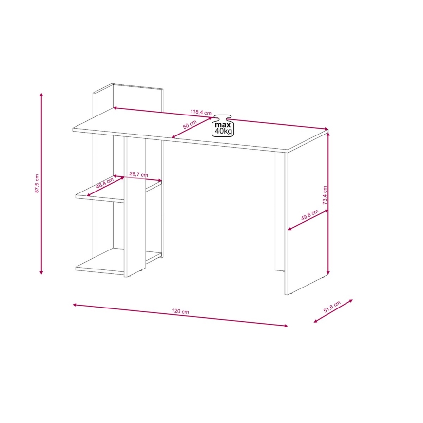Pisalna miza MARLO hrast artisan/antracit