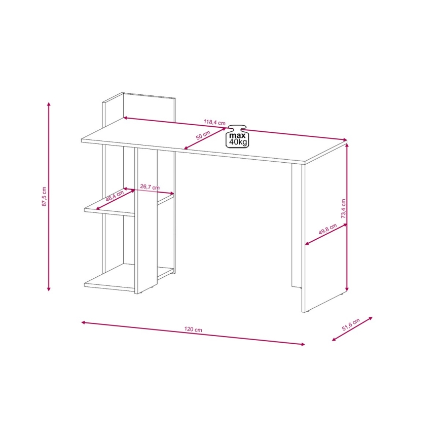 Pisalna miza MARLO hrast artisan/bela