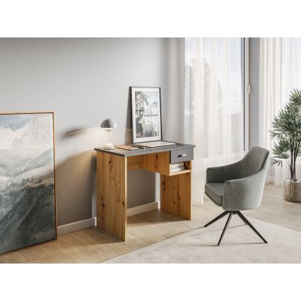 Pisalna miza RICO, hrast artisan/siva