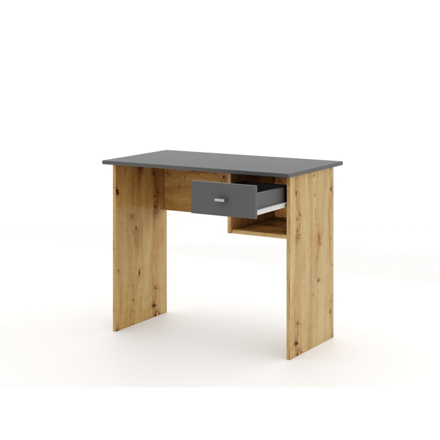 Pisalna miza RICO, hrast artisan/siva