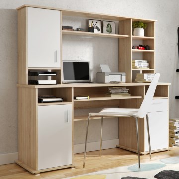 Pisalna miza s polico ELIAN 160x53 cm hrast sonoma/bela