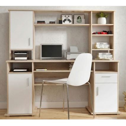 Pisalna miza s polico ELIAN 160x53 cm hrast sonoma/bela
