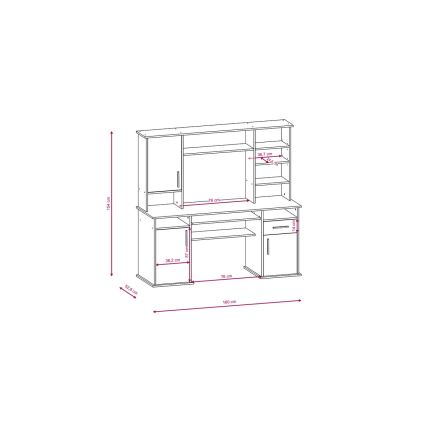 Pisalna miza s polico ELIAN 160x53 cm hrast sonoma siva/bela
