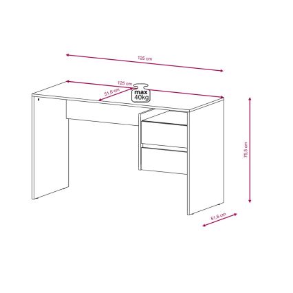 Pisalna miza s predali MARLO hrast artisan/bela