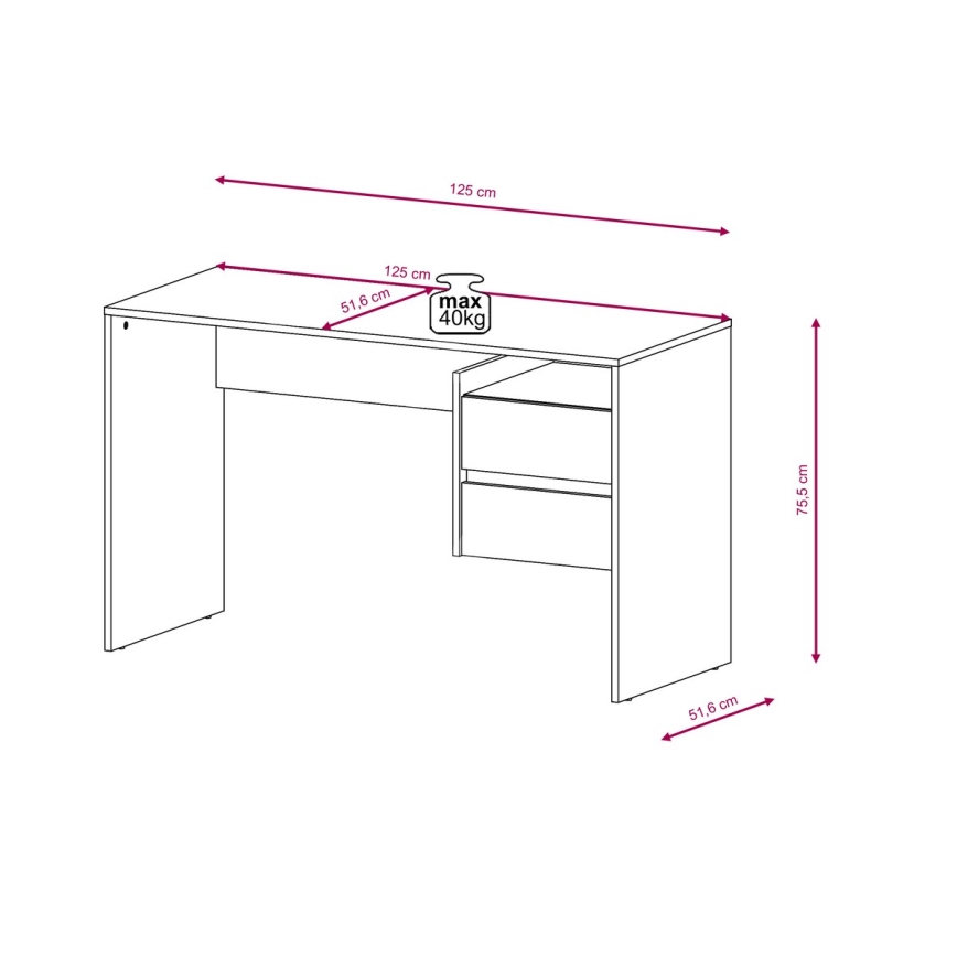 Pisalna miza s predali MARLO hrast artisan/bela