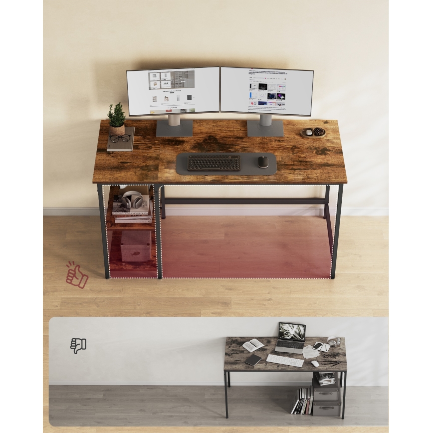 Pisalna miza SOLEA 140x60 cm rjava/črna