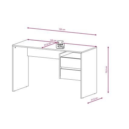 Pisalna miza z predali MARLO betonsko siva/bela