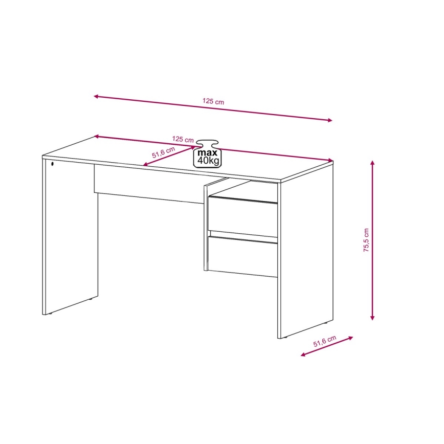 Pisalna miza z predali MARLO betonsko siva/bela