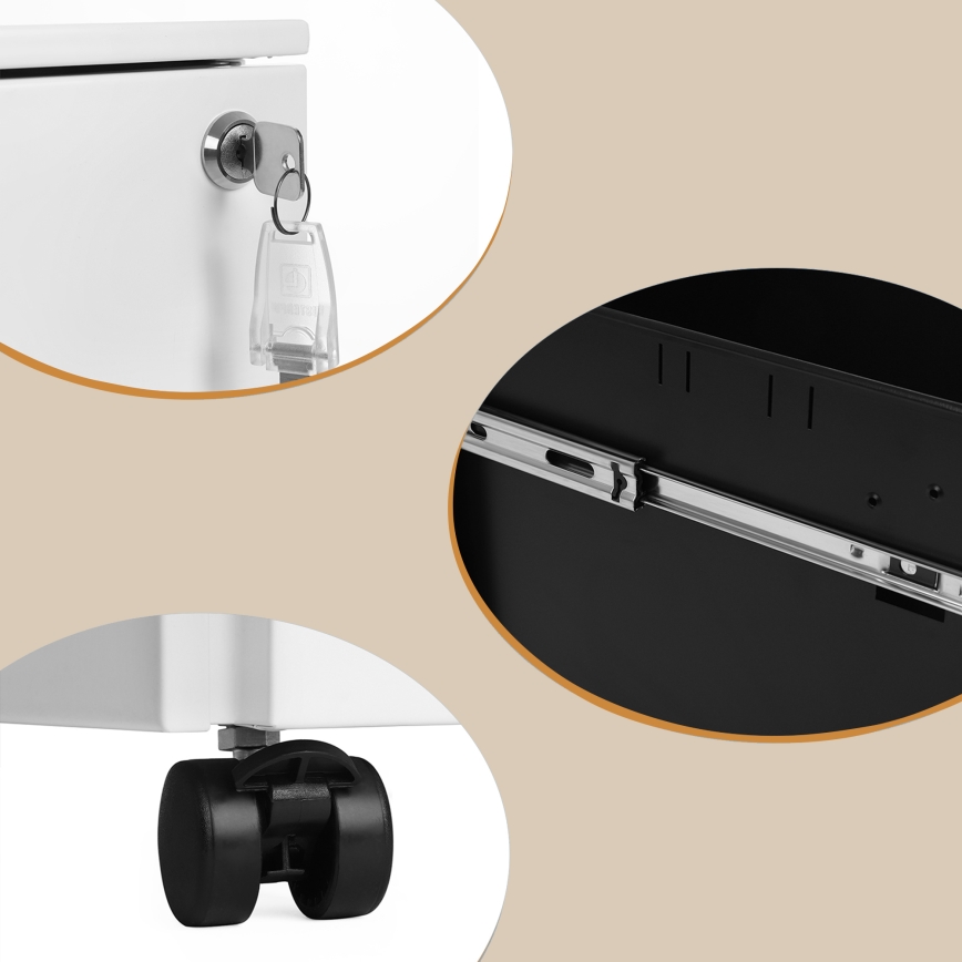 Pisarniški predalnik SECURIO v beli barvi