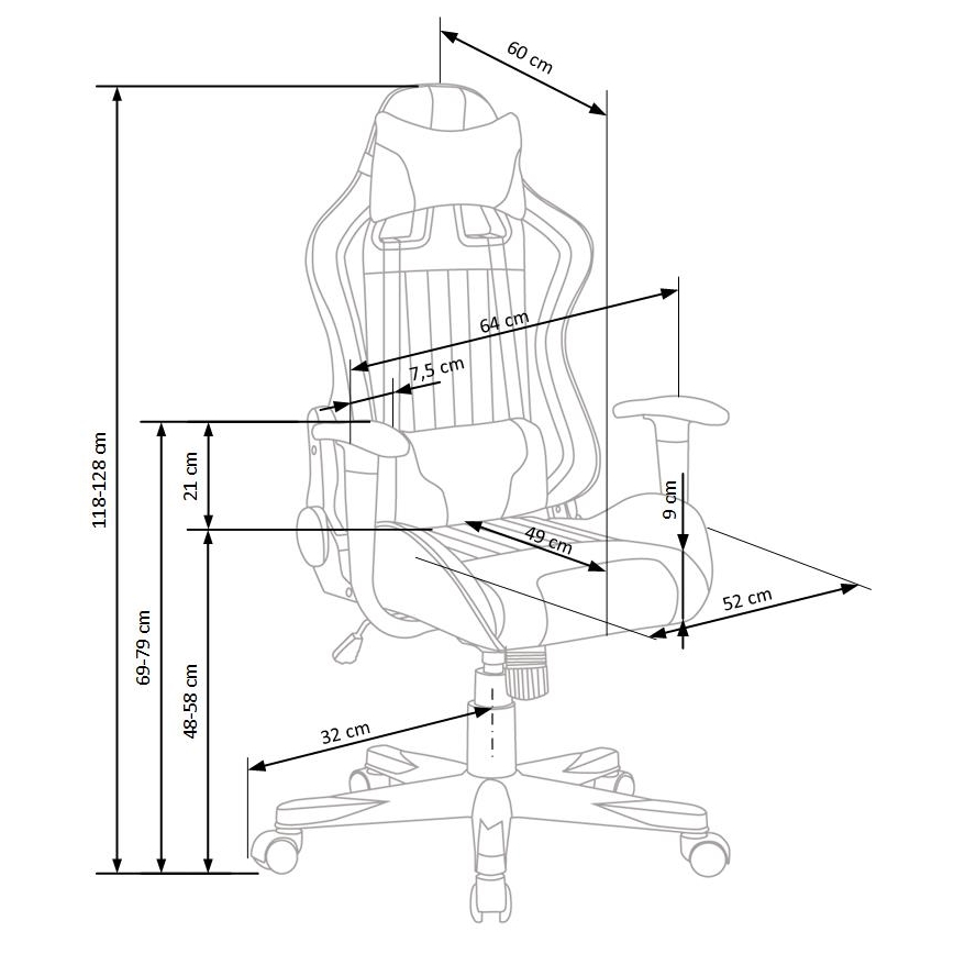Pisarniški stol KODA svetlo siv/moder