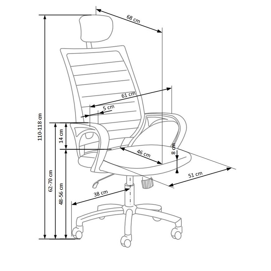 Pisarniški stol MIRI, črno-beli