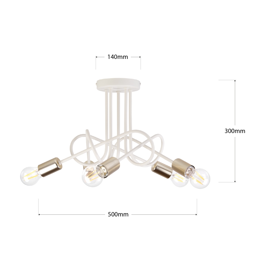 Plafonski lestenec OXFORD 5xE27/15W/230V mesing/bela