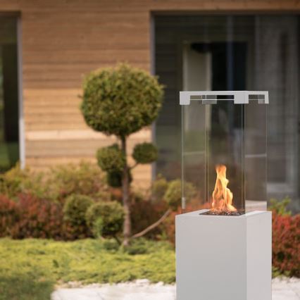 Planika - Zunanji plinski kamin 142x36 cm 8kW 1xAAA bela + zaščitni pokrov