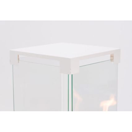 Planika - Zunanji plinski kamin 142x36 cm 8kW 1xAAA bela + zaščitni pokrov
