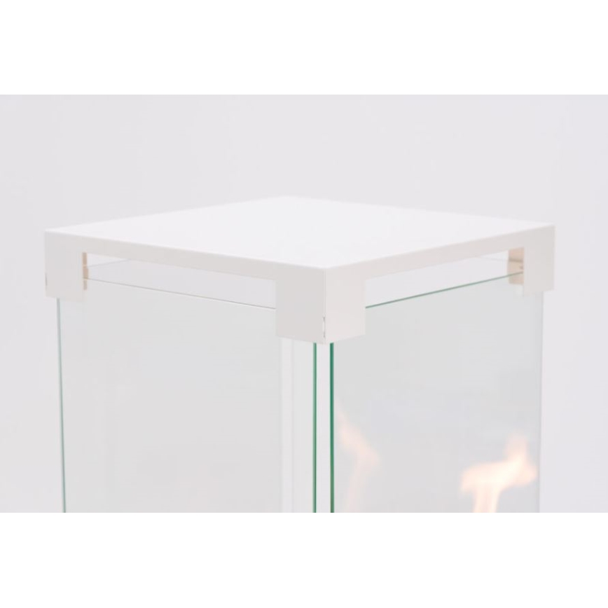 Planika - Zunanji plinski kamin 142x36 cm 8kW 1xAAA bela + zaščitni pokrov
