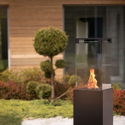 Planika Faro GAS - Zunanji plinski kamin 142x36 cm 8kW črna + zaščitni pokrov