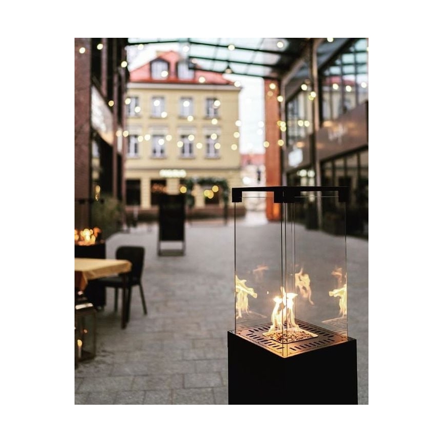 Planika Faro GAS - Zunanji plinski kamin 142x36 cm 8kW črna + zaščitni pokrov