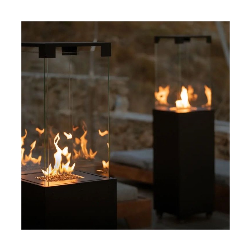 Planika Faro GAS - Zunanji plinski kamin 142x36 cm 8kW črna + zaščitni pokrov