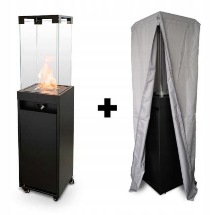 Planika Faro GAS - Zunanji plinski kamin 142x36 cm 8kW črna + zaščitni pokrov