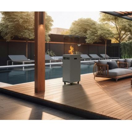 Planika - Zunanji plinski kamin 142x36 cm 8kW 1xAAA siva + zaščitni pokrov