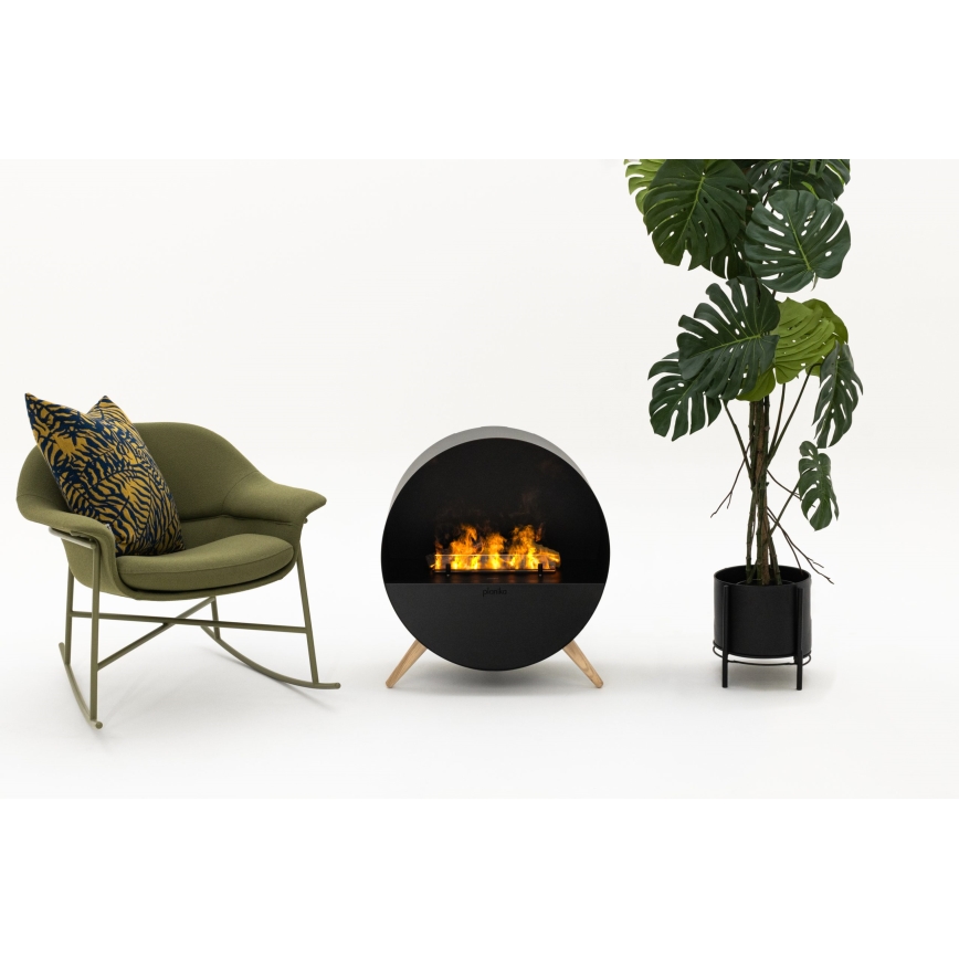 Planika - Kamin na vodno paro z daljinskim upravljalnikom 72,9x65,3 cm 125W/230V črna
