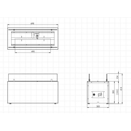 Planika - Zunanji plinski kamin 41,4x69,8 cm 10kW črna + zaščitni pokrov