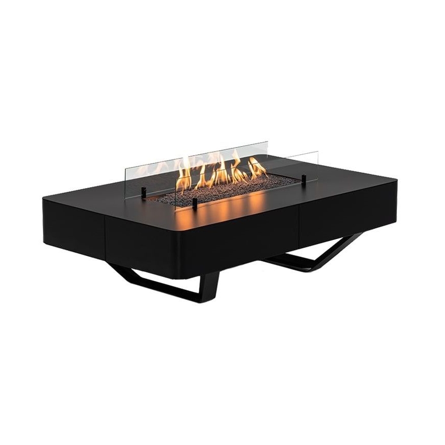 Planika - Zunanji plinski kamin 46x106 cm 10kW črna + zaščitni pokrov