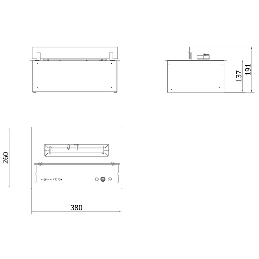 Planika - Vgradni BIO kamin z daljinskim upravljalnikom 19,1x38 cm 2,5kW/230V črna