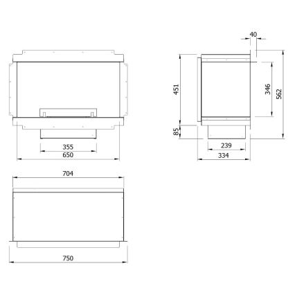 Planika - Vgradni univerzalna BIO kamin z daljinskim upravljalnikom 56,2x75 cm 2,5kW/230V