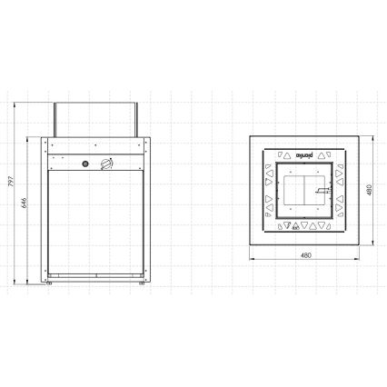 Planika - Zunanji plinski kamin 79,7x48 cm 10kW črna + zaščitni pokrov