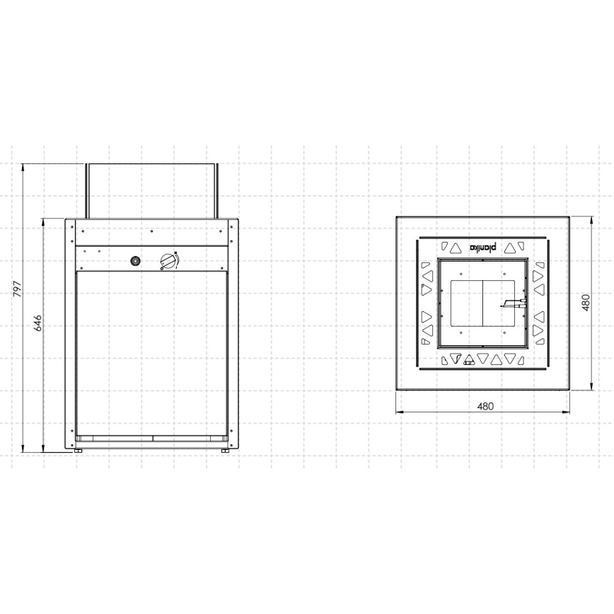 Planika - Zunanji plinski kamin 79,7x48 cm 10kW 1xAAA črna + zaščitni pokrov