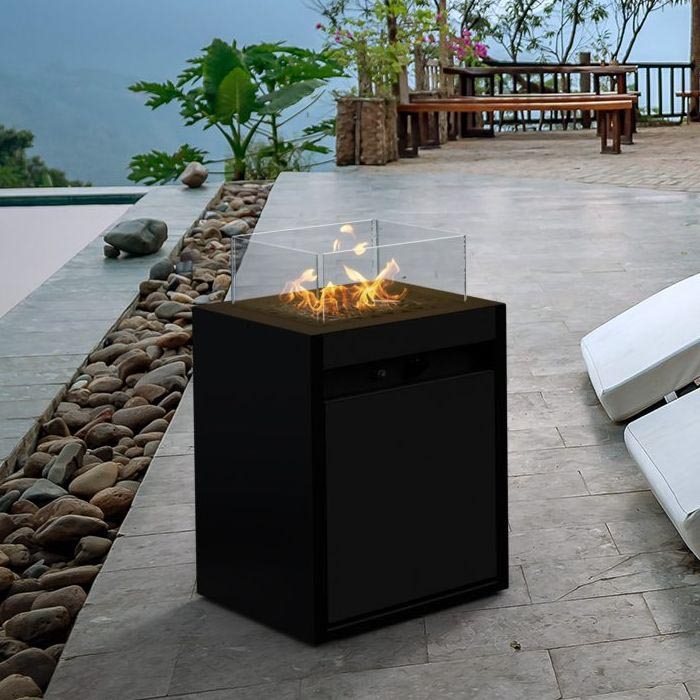 Planika - Zunanji plinski kamin 79,7x48 cm 10kW 1xAAA črna + zaščitni pokrov