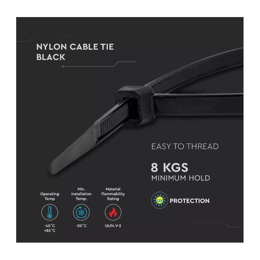 Plastični vezni trak 2,5x150mm 100 kom. črna