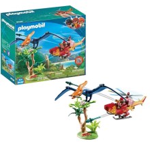 Playmobil - Otroški gradbeni set helikopter s pterodaktilom 39 kom.