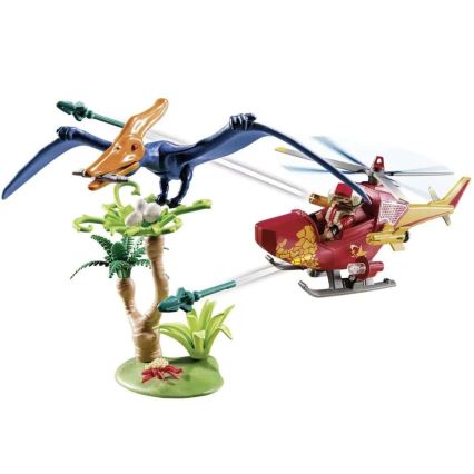 Playmobil - Otroški gradbeni set helikopter s pterodaktilom 39 kom.