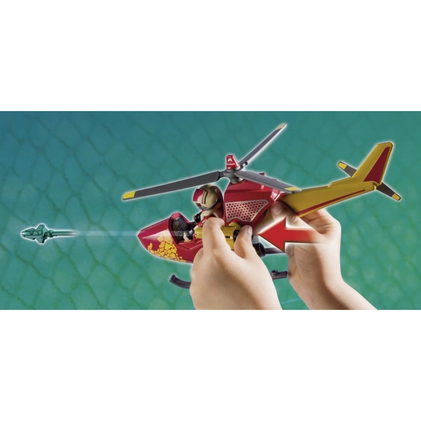 Playmobil - Otroški gradbeni set helikopter s pterodaktilom 39 kom.