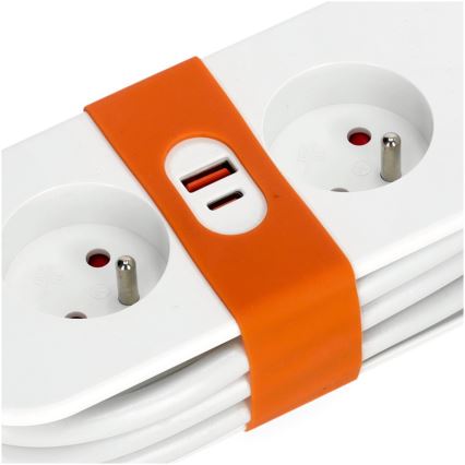 Podaljšek 2Z + 2xUSB 1,4 m bela