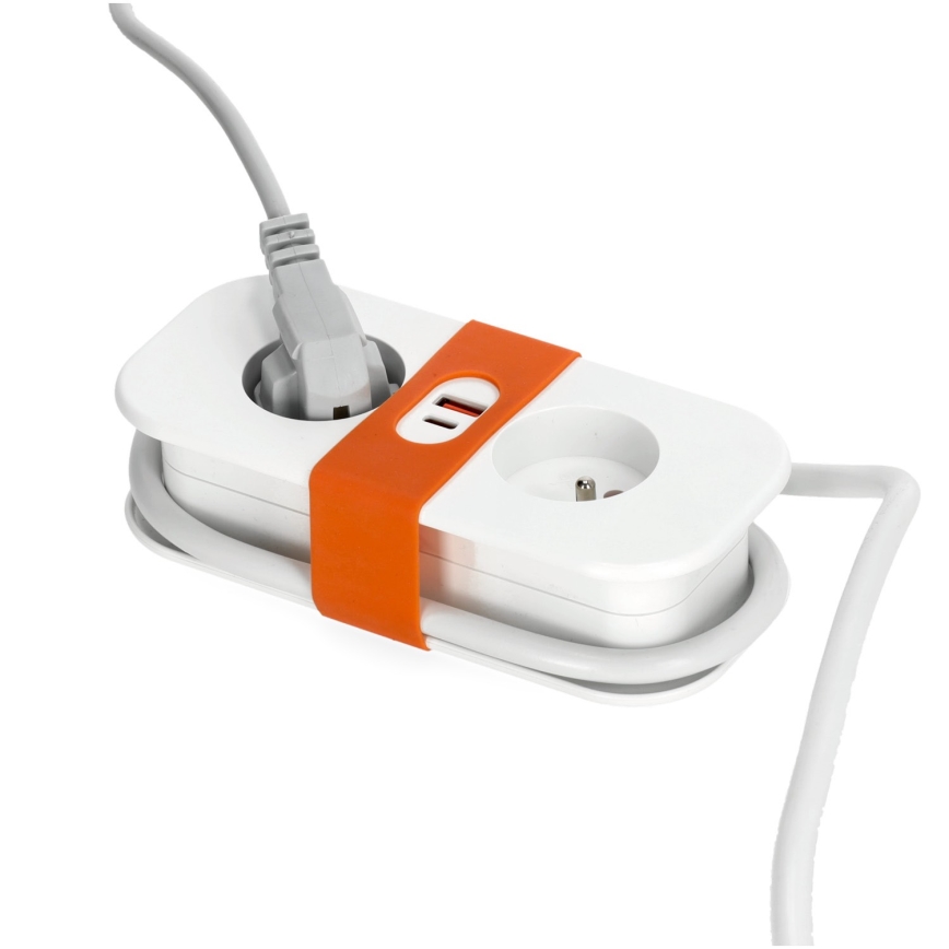 Podaljšek 2Z + 2xUSB 1,4 m bela
