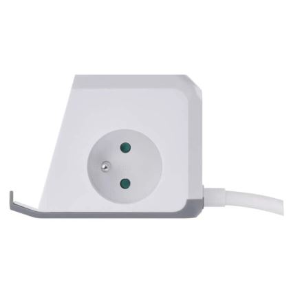 Podaljšek kocka z brezžičnim polnilnikom QI 2Z +2xUSB-A+1xUSB-C 2m bela