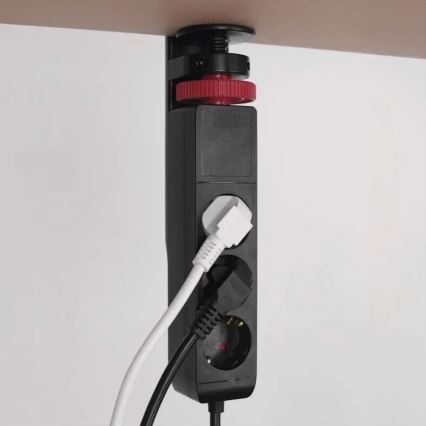 Podaljšek s priključkom na mizo 3Z + 3xUSB 1,5m črna