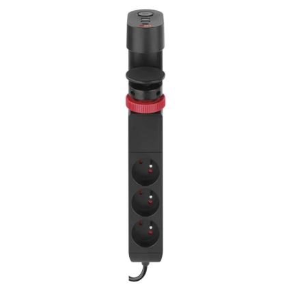 Podaljšek s priključkom na mizo 3Z + 3xUSB 1,5m črna