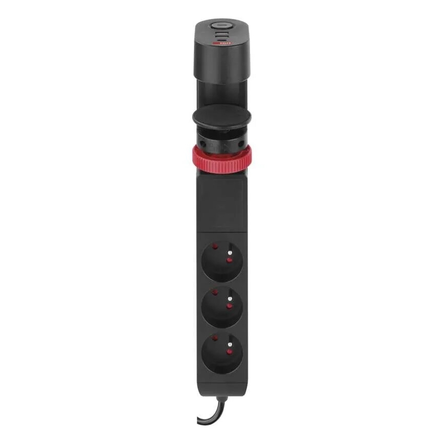 Podaljšek s priključkom na mizo 3Z + 3xUSB 1,5m črna